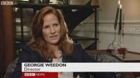 Georgie Weedon being interviewed by the BBC about directing the Poet of Baghdad