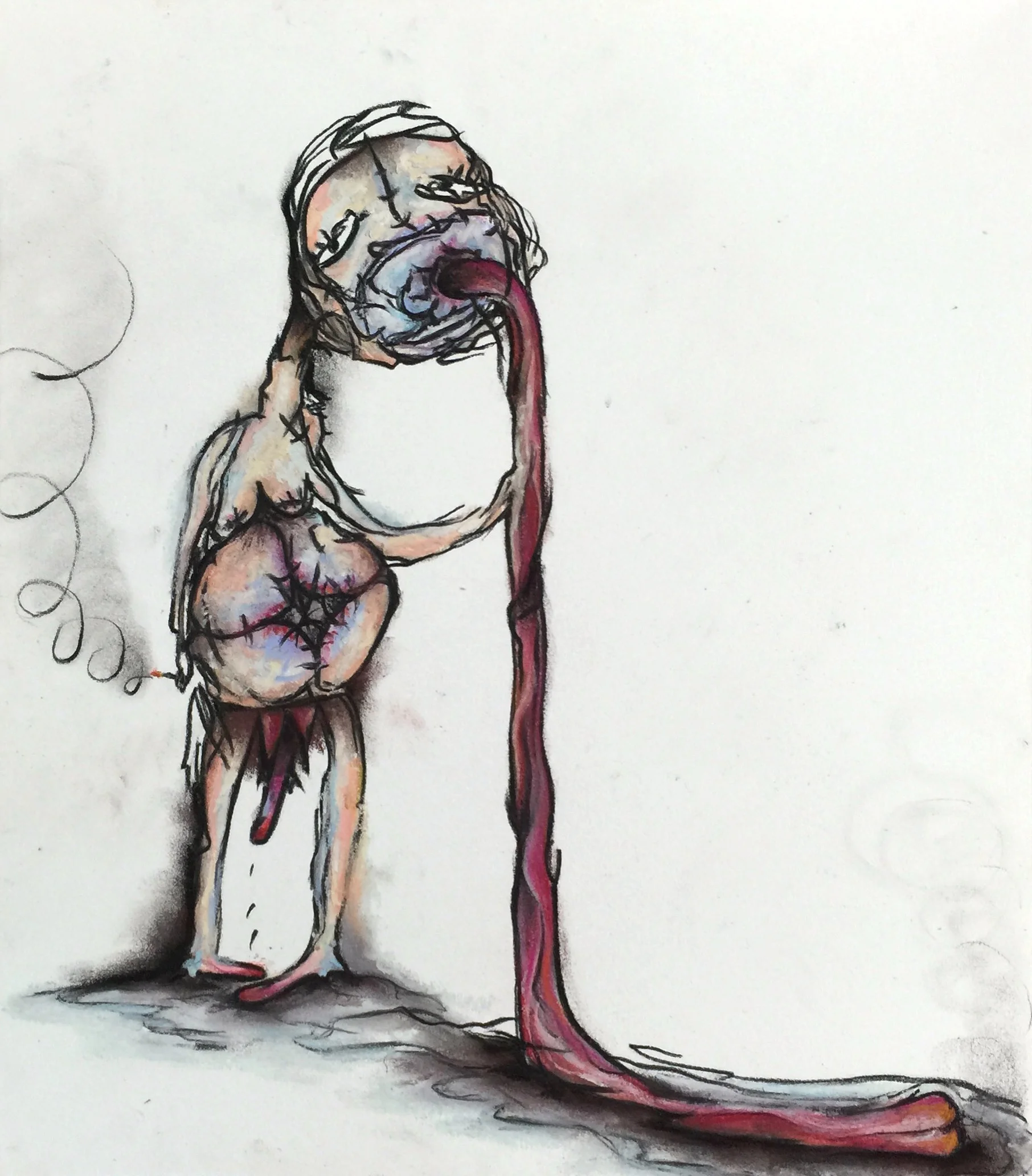 12" x 14" Charcoal/Pastel on paper 2015