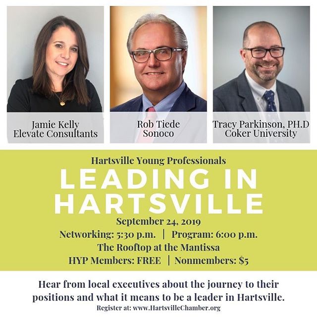 Register today! Please submit any questions that you will have for the speakers by September 19th by 12:00pm.
Email: hartsvilleyoungprofessionas@gmail.com