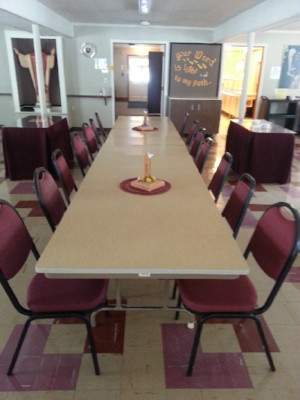 Meals together at the table.