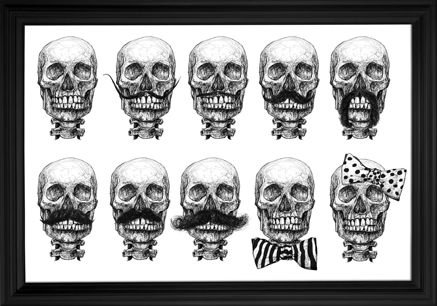 Framed Roobrics Skulls with Moustaches and Bowties.jpg