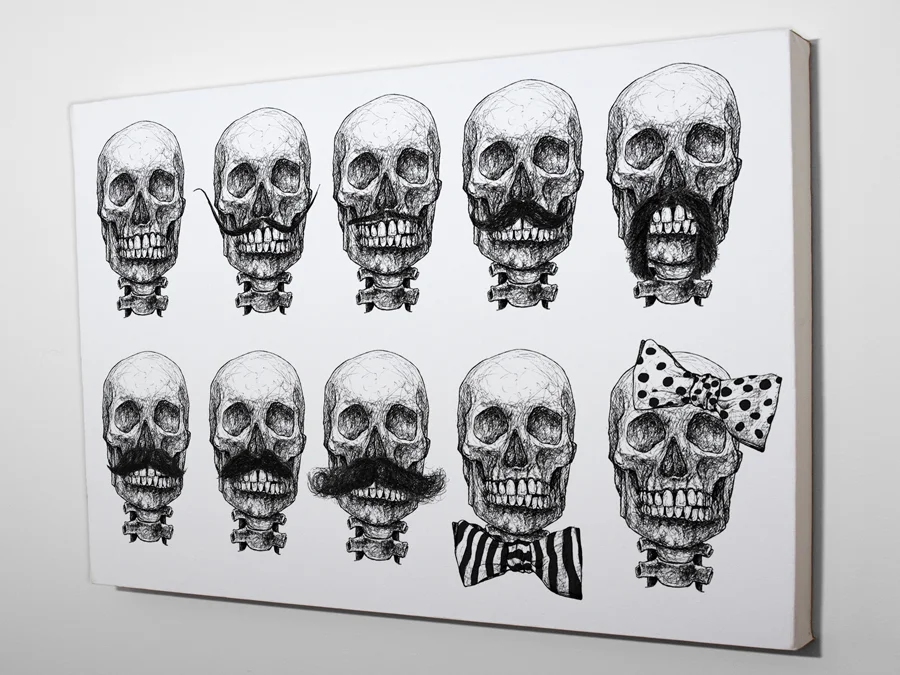 Canvas Print Roobrics Skull with Moustaches and Bowties.jpg