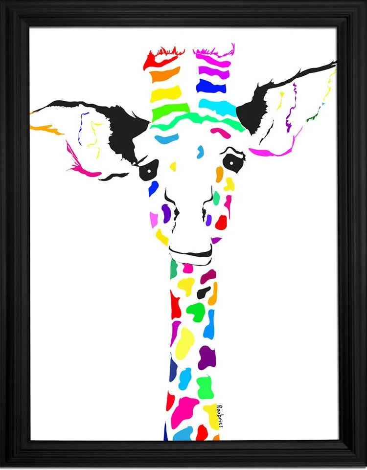 Framed Colorful Giraffe 002.jpg