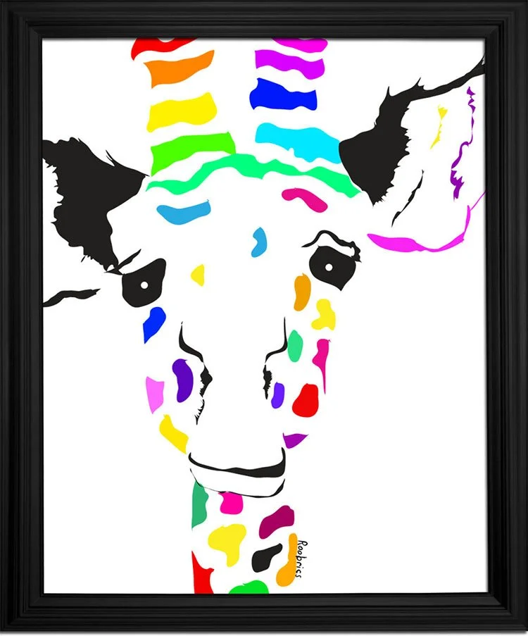 Framed Colorful Giraffe 003.jpg
