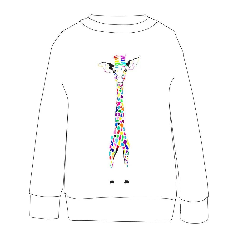 Flat Sweater White Colorful Giraffe.jpg