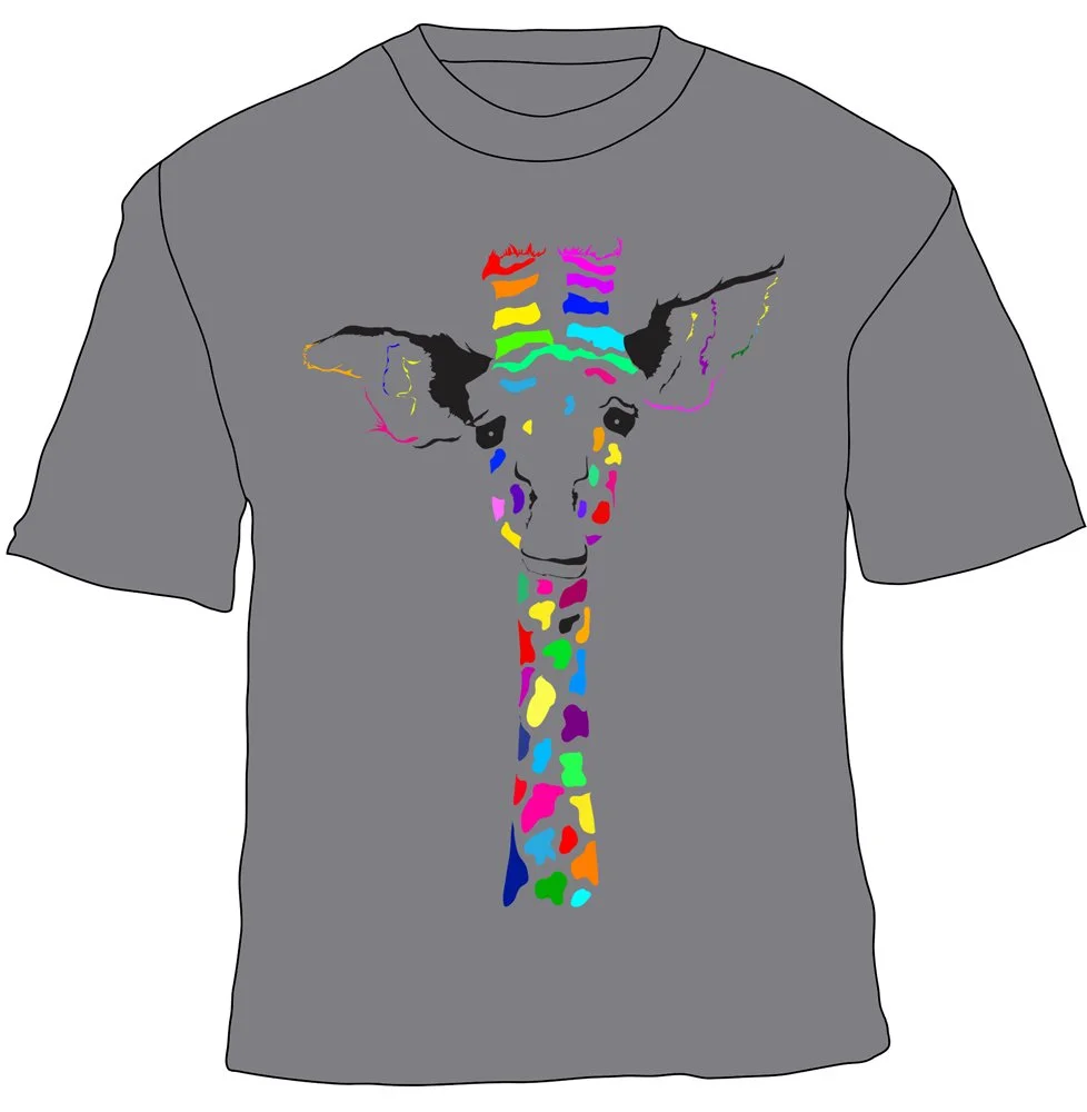 Flat Tshirt Gray Colorful Giraffe.jpg