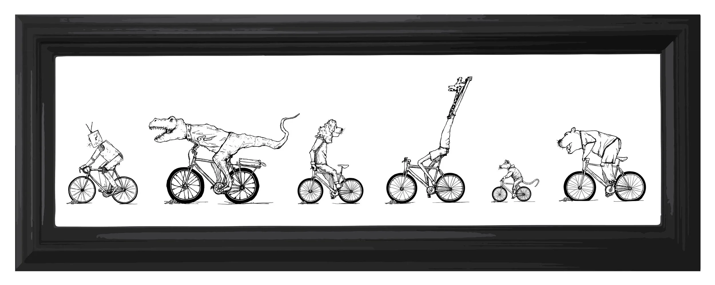 Animals Riding Bicycles Print Framed.jpg