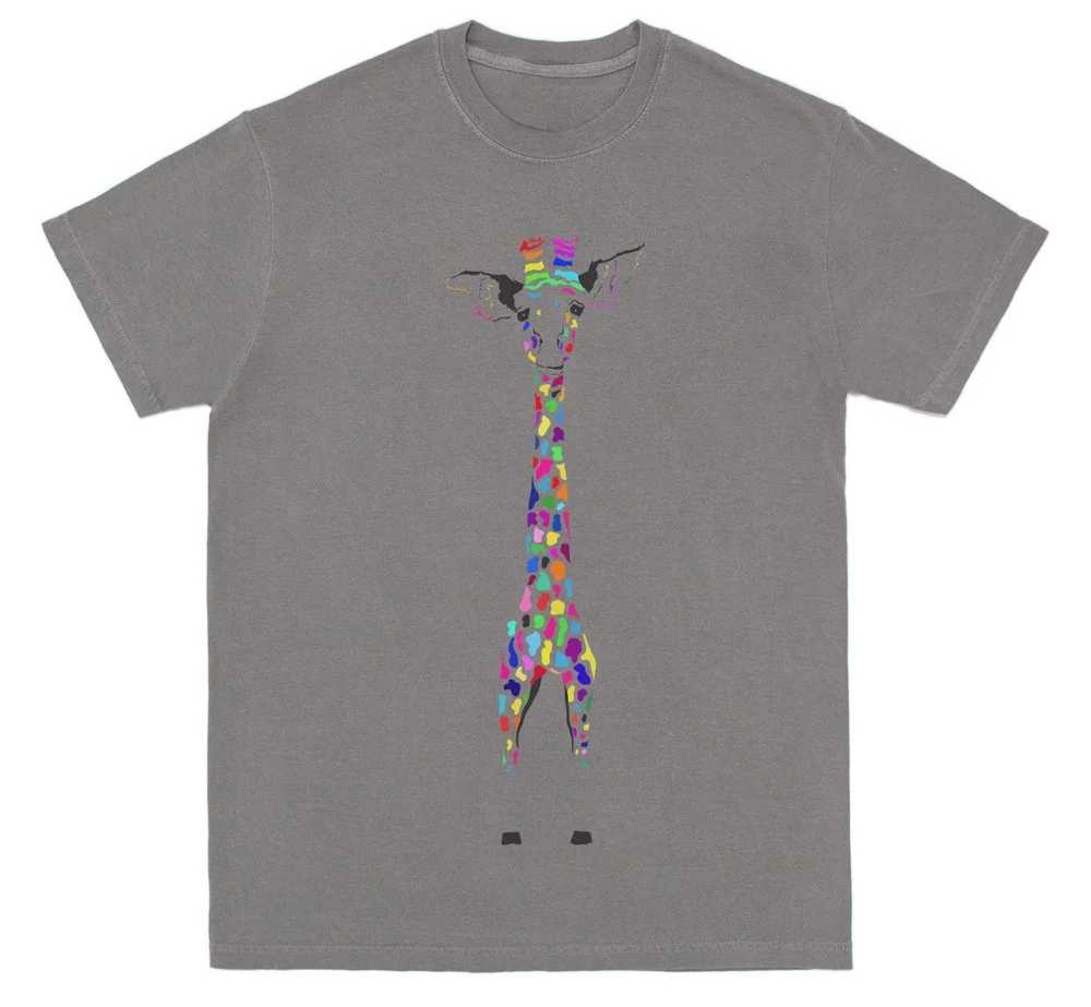 Tshirt Gray Colorful Giraffe.jpg