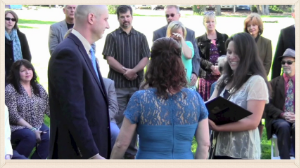 Officiating a casual outdoor wedding at Chataqua in Boulder, CO.