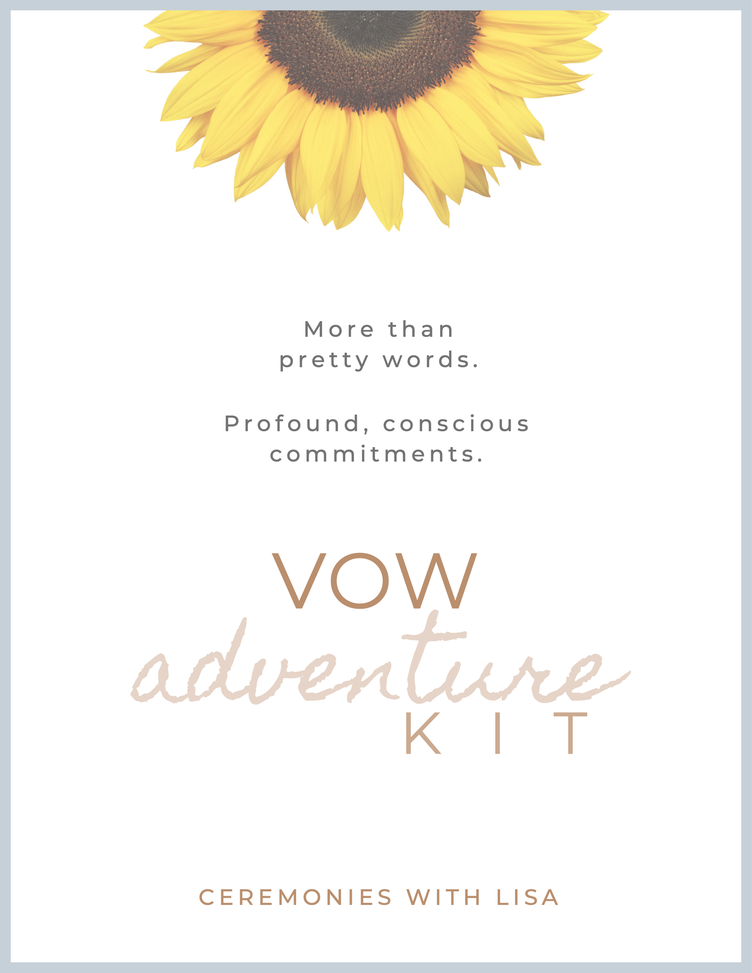 Vow Adventure Kit cover with a bright yellow sunflower.