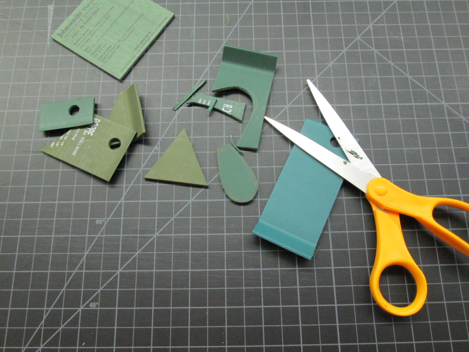 Extra rubber wall base samples are easy to cut and stamp with 