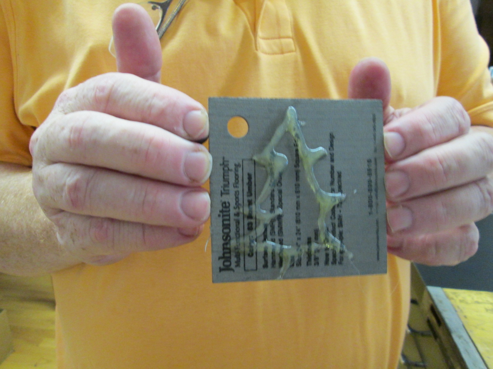 Adam decided to think outside the box - using the hot glue itself to make a stamp. 