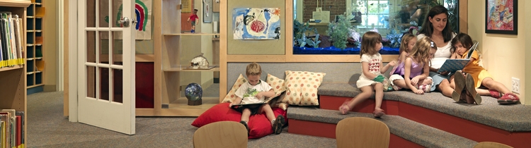 Story time in children's library at Beacon Hill Nursery School 