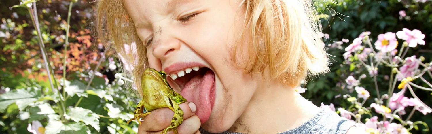 An iconic moment in the film Project Wild Thing involves the filmmaker's daughter enjoying the tactile qualities of a friendly toad. 