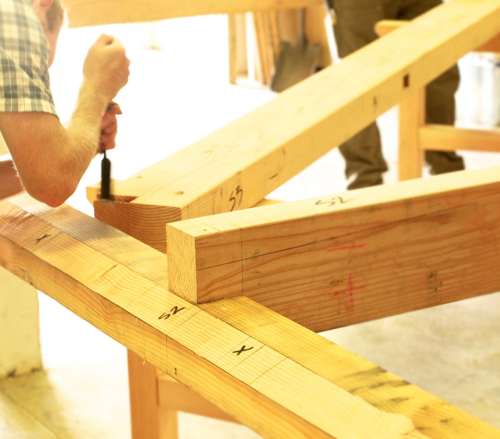 dry fitting the timber frame