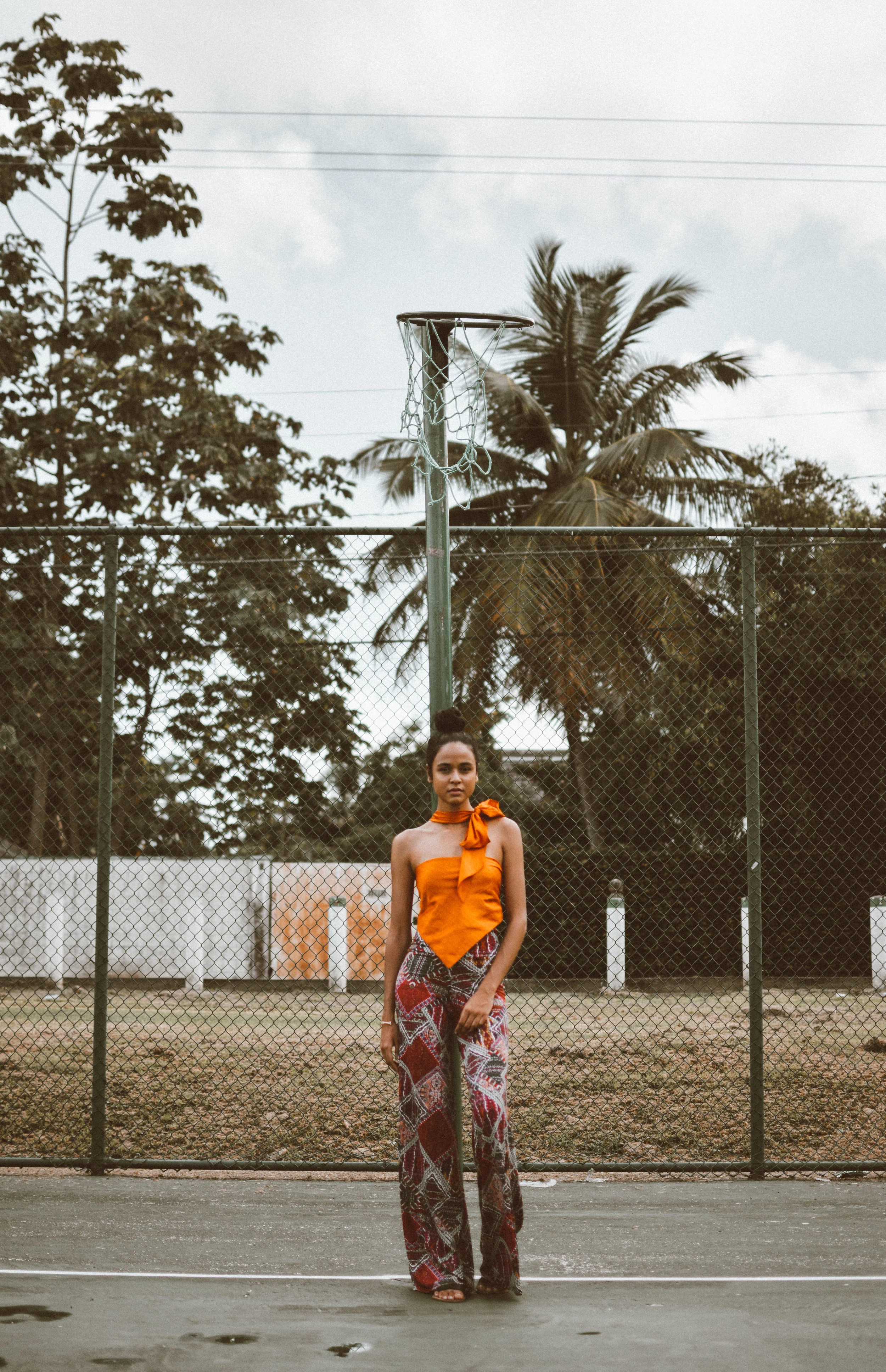 Silk Handkerchief Top w/ Printed Trousers