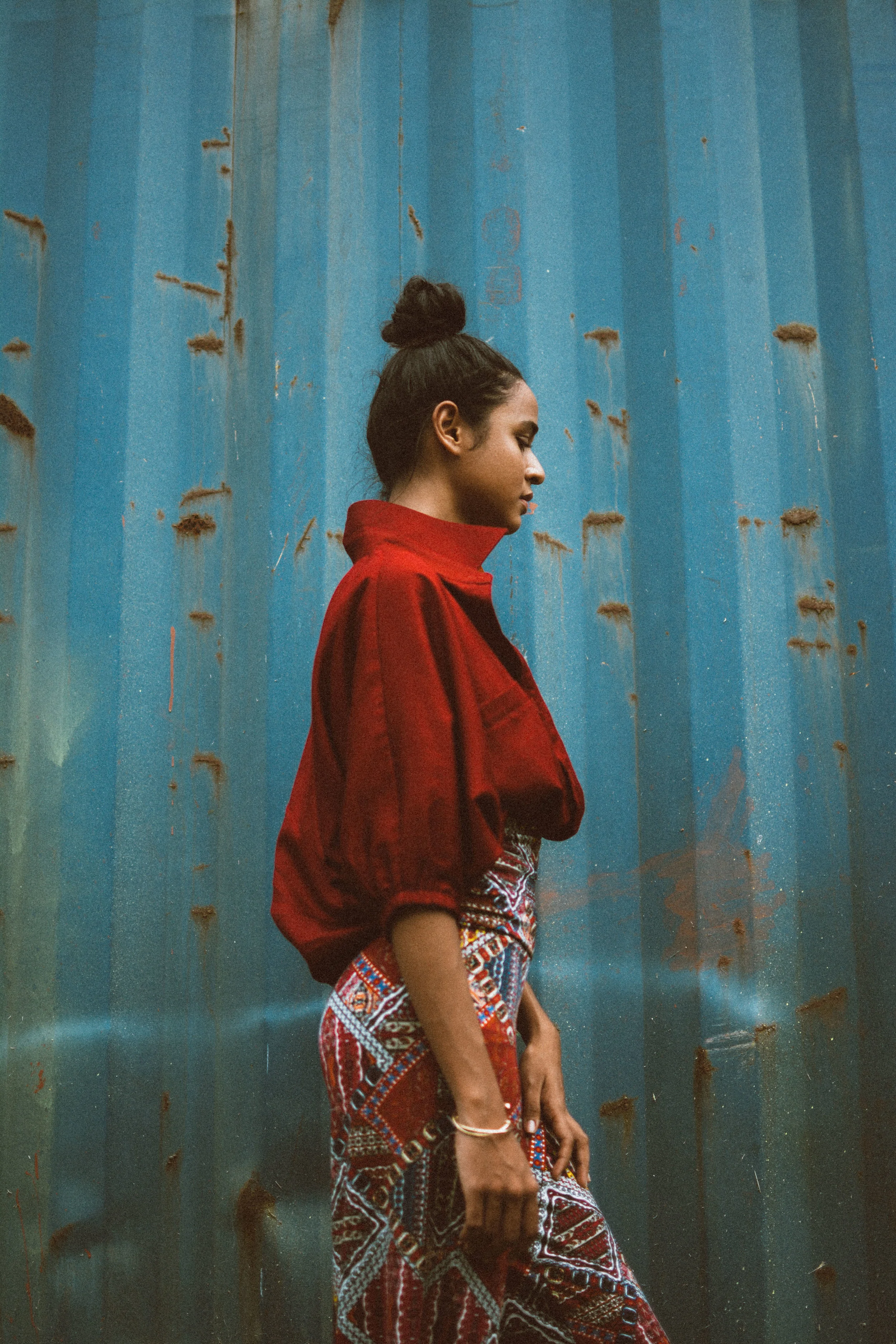 Burgundy Shirt w/ Printed Trousers