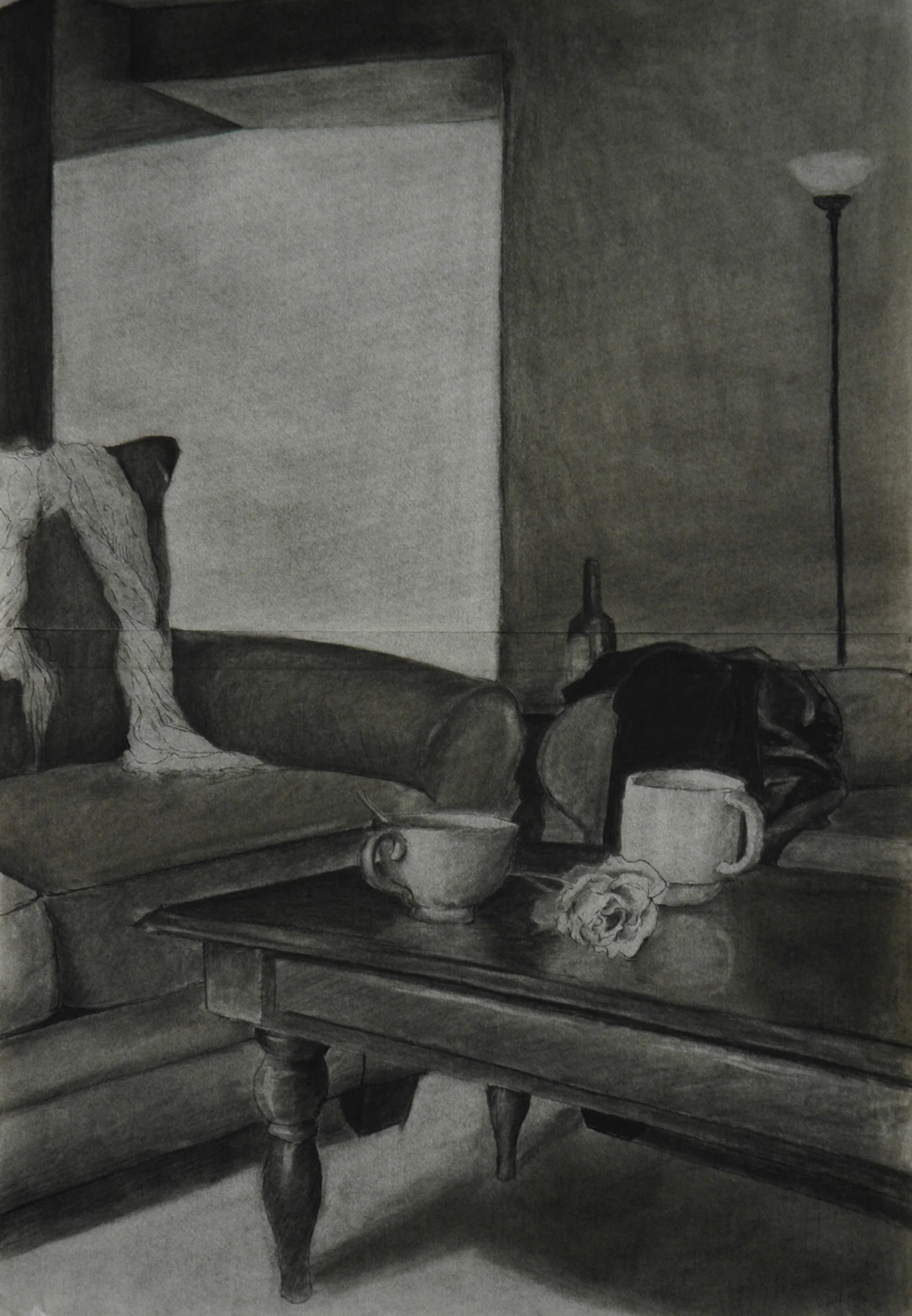 Drawing 1 // Absent Figure // charcoal on paper // 24”x36”