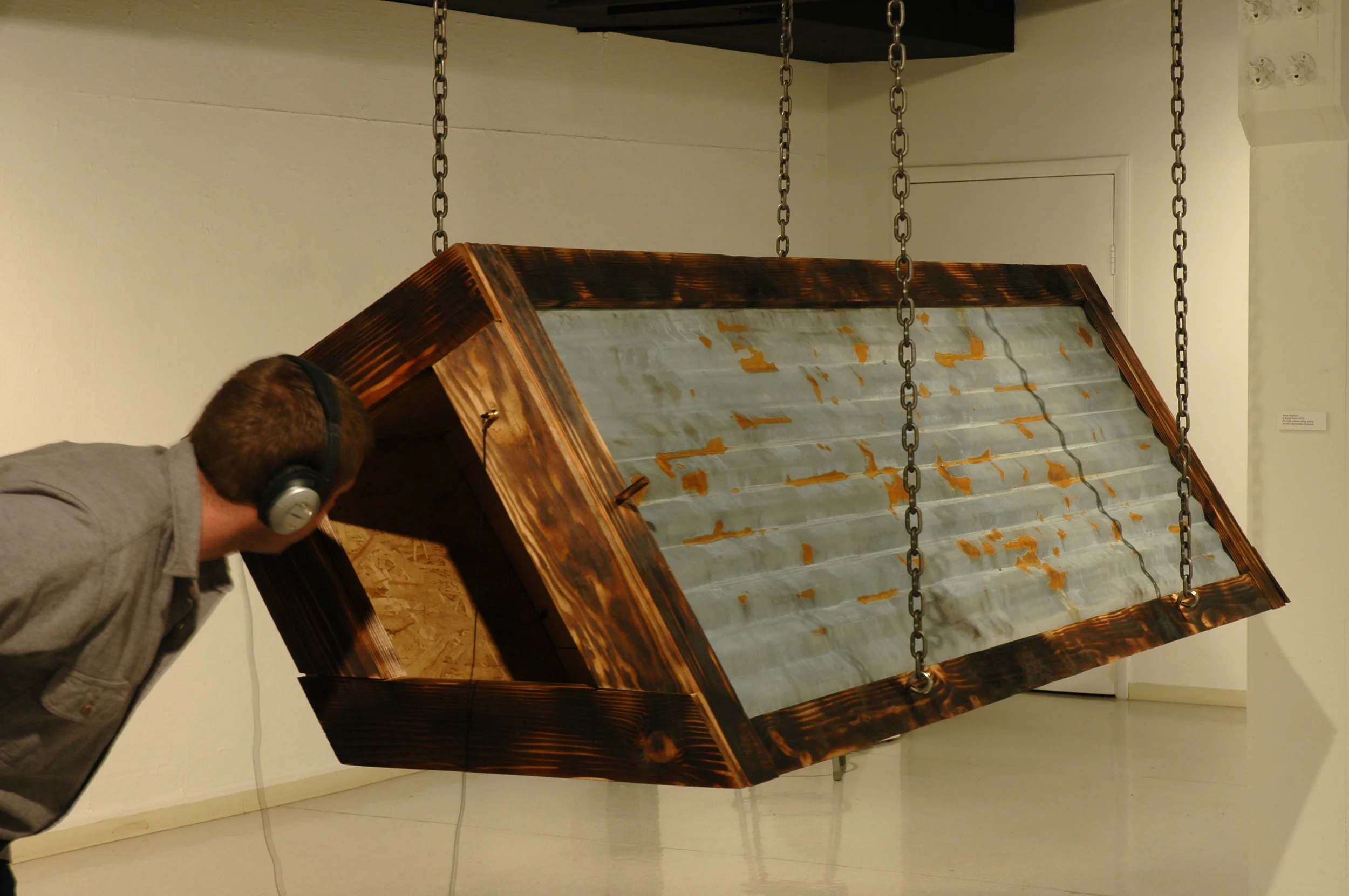   A Sound Form   2010  fir, tin, steel, audio  36" x 36" x 96" 