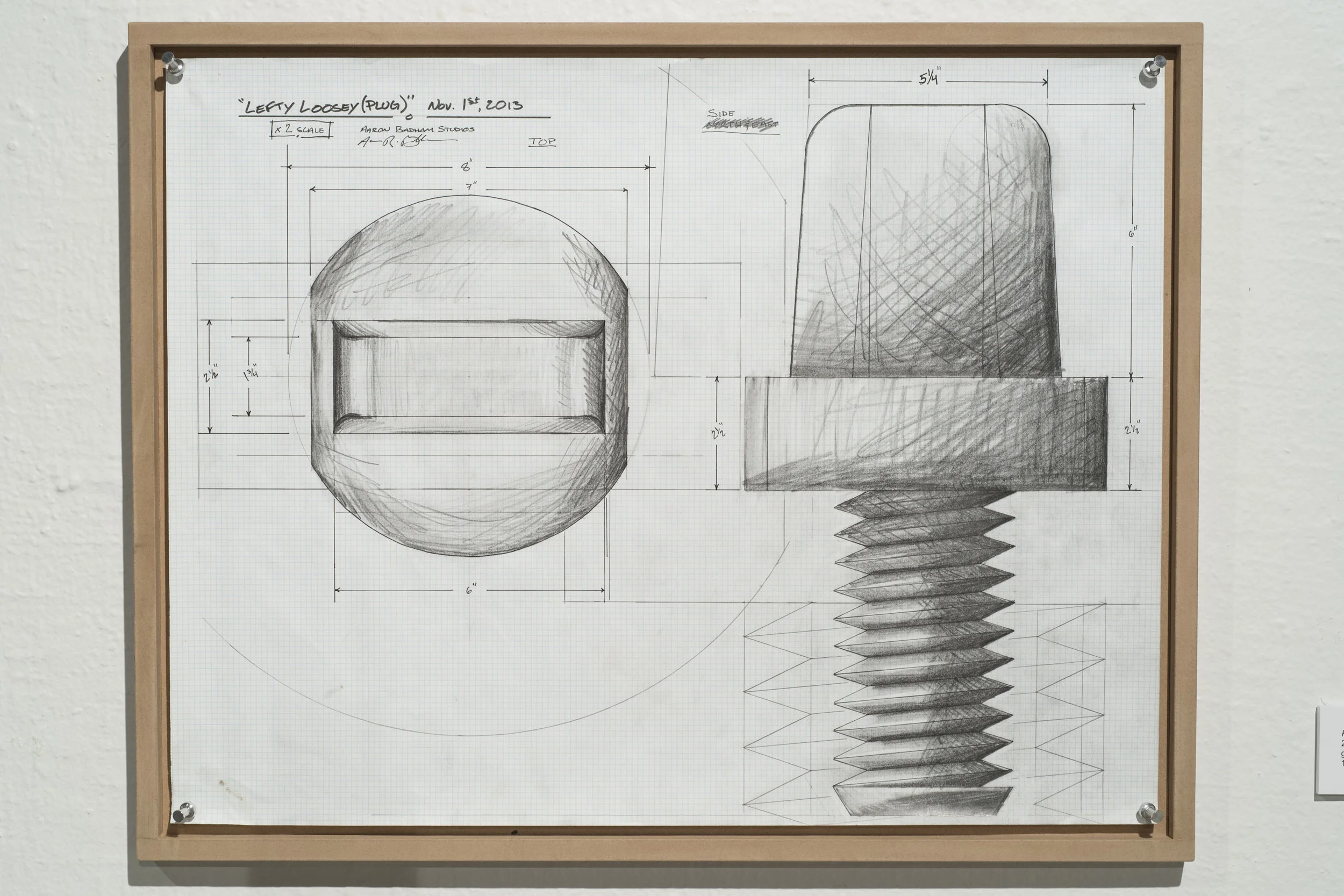 PREPARATORY STUDY (LEFTY LOOSY) 014 GRAPHITE ON GRID PAPER
