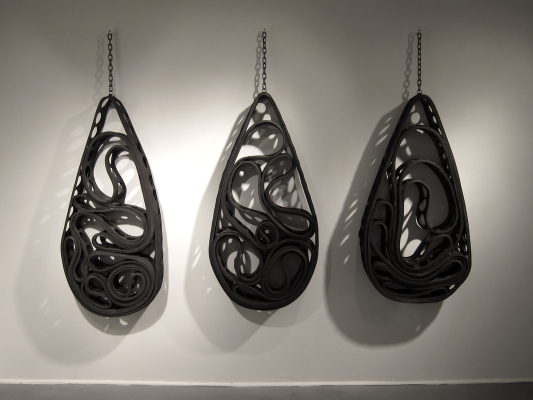   UNTITLED: CATCH   2012 STEEL, RUBBER &nbsp;  roughly 24"x 36"x 6" ea.&nbsp; 