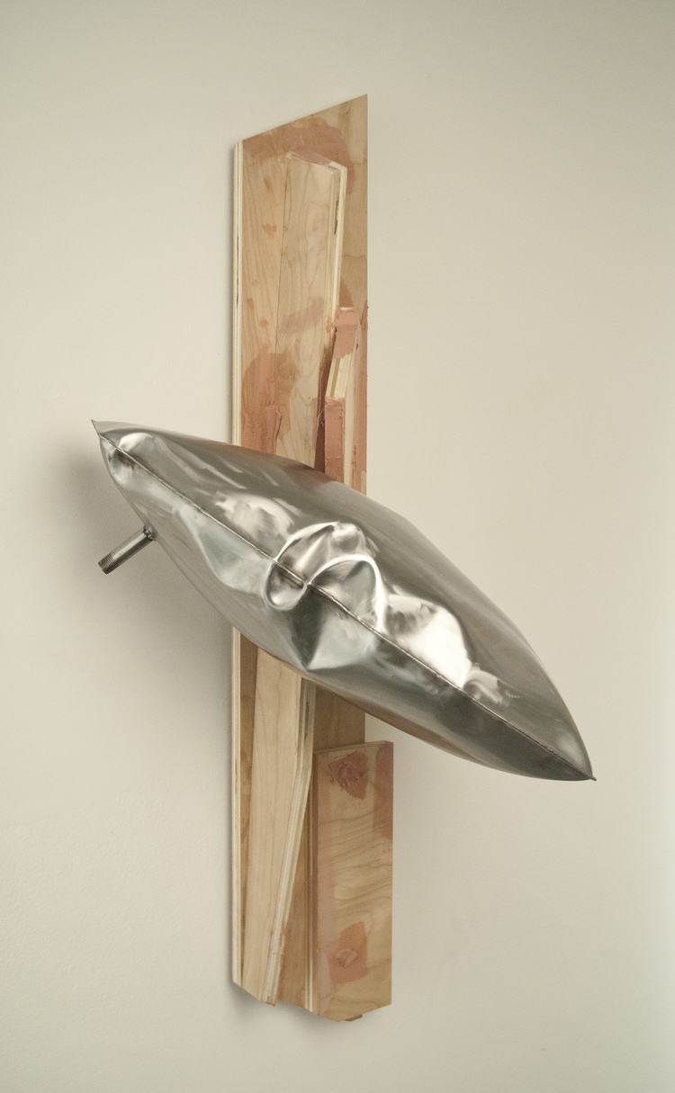   UNTITLED: INFLATION CONSTRUCTION III   2013 STEEL, PLYWOOD, POLYESTER  30"x 10"x 10" 