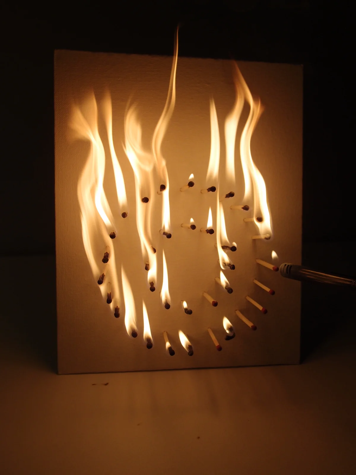 November 14: I follow the blog of Anatol Knotek which is where I saw a piece he made using matches. I was intrigued by the process and the smoke residue left behind, so I tried it myself to see what would happen.