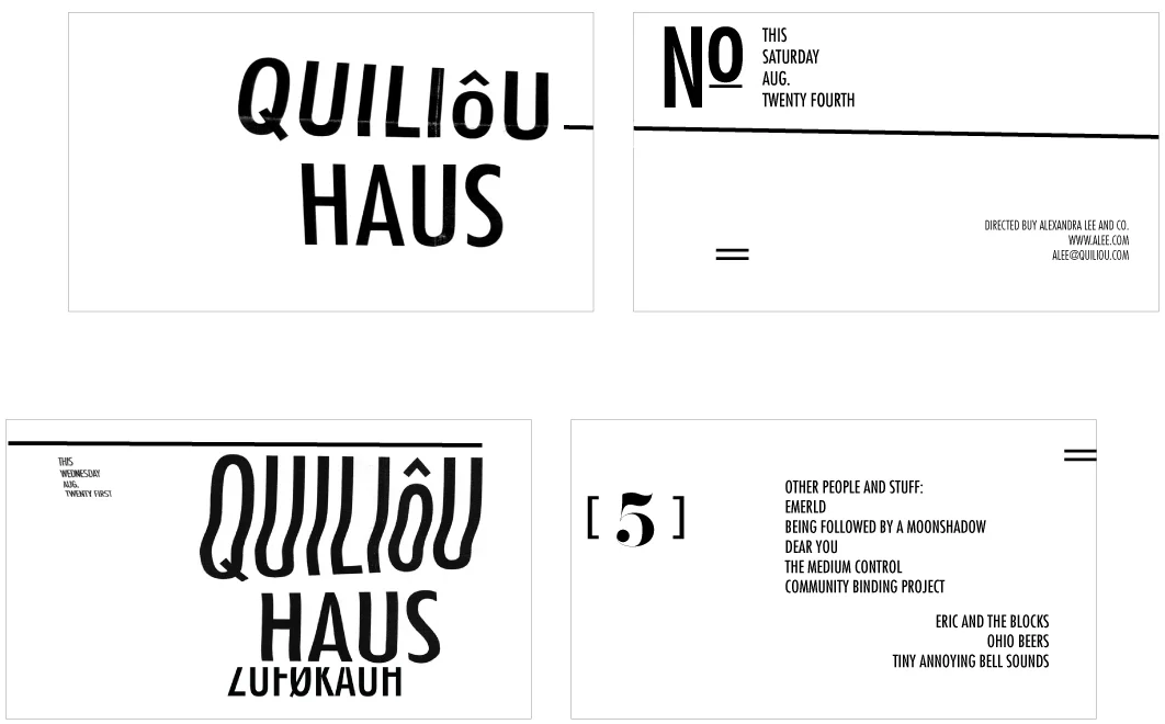     August 24:   Some business cards using elements from the poster design.  