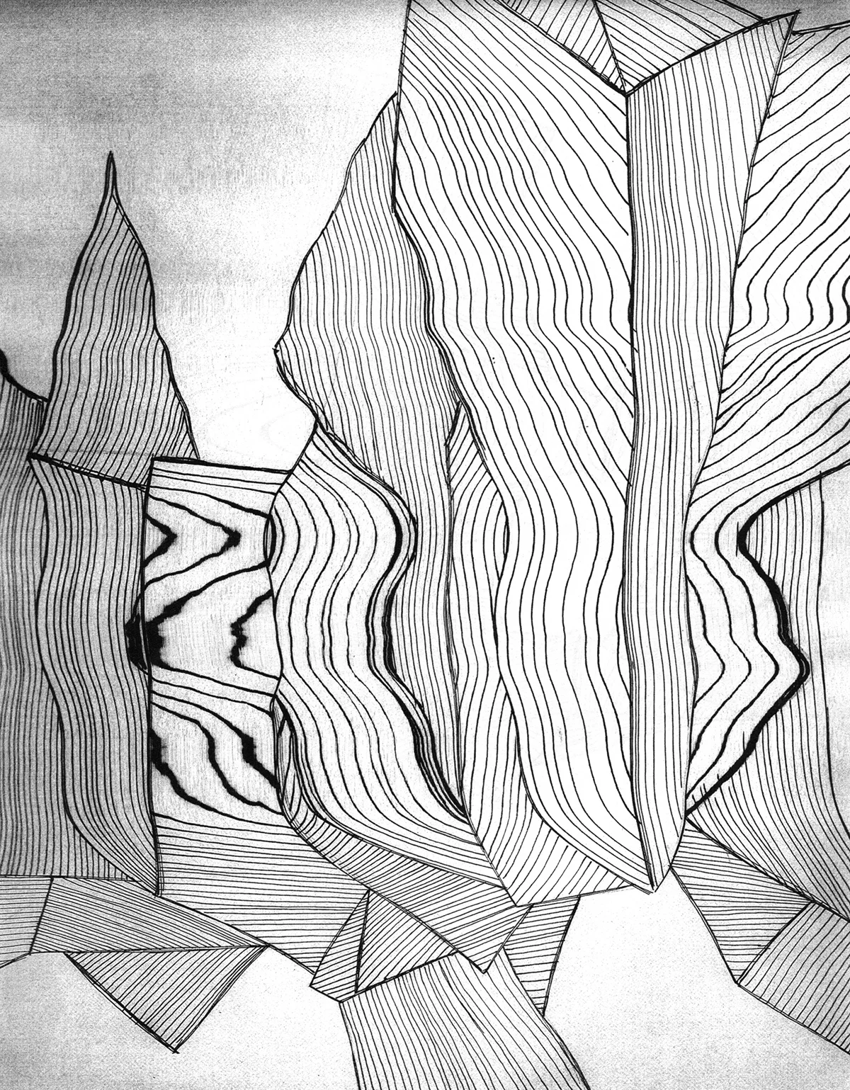     October 18:   I manipulated yesterday’s drawing over the photocopier which resulted in many new interesting patterns.  