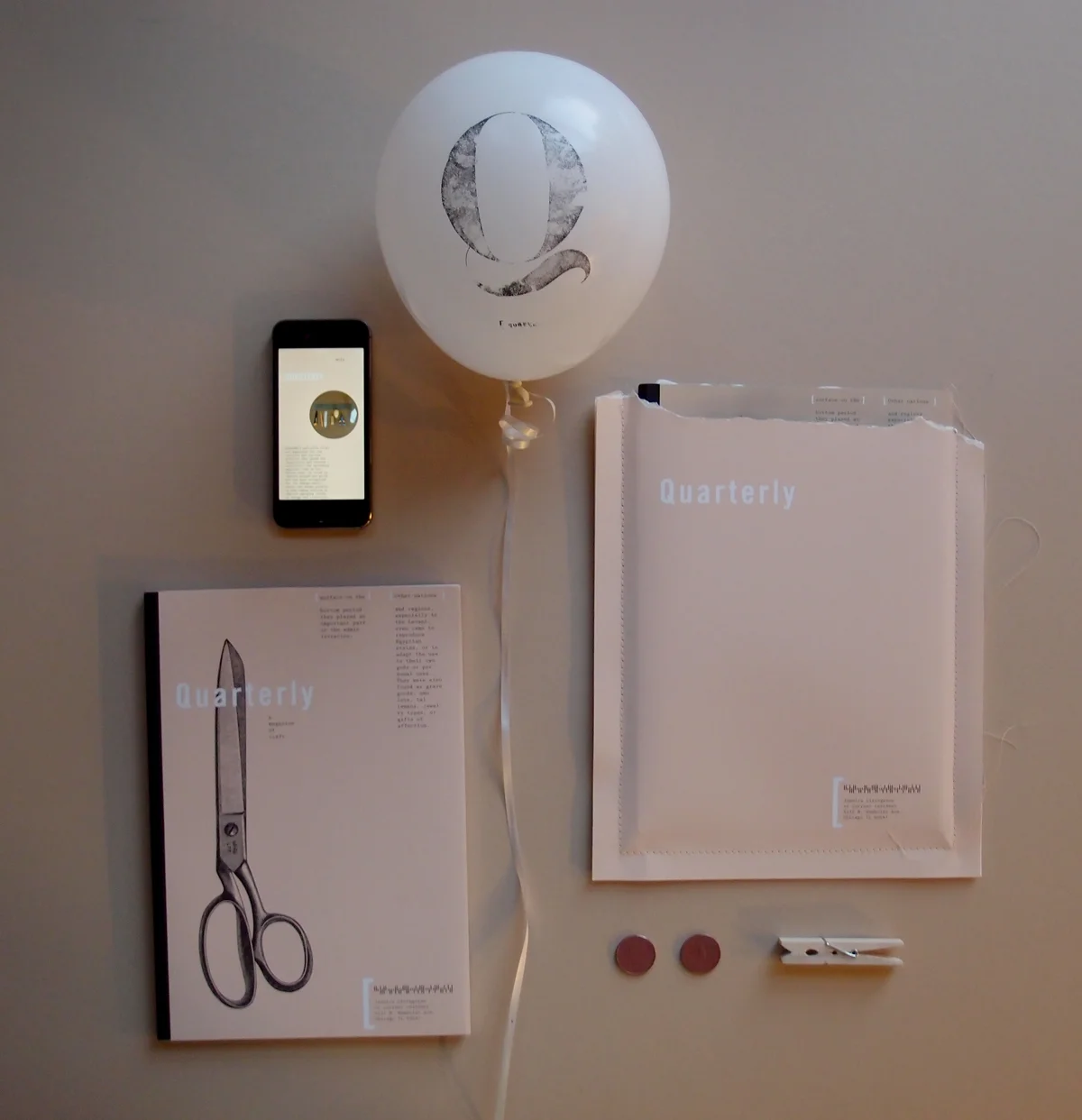     November 12:   Wrapping up the Quarterly project, but wanted to take a photo of some of the final pieces together. When I have a direction and design identity already in the works, it allows me to&nbsp;and spend more time executing the idea and t