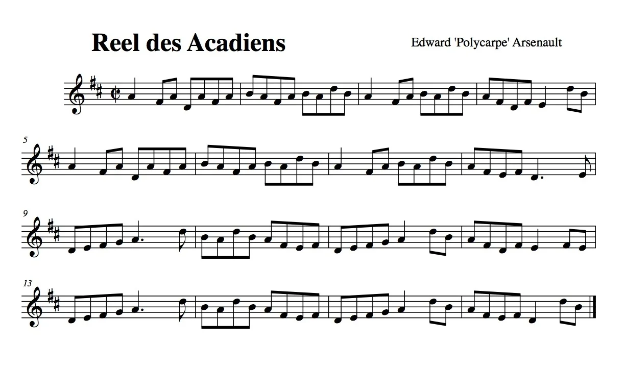 This piece was written by Edward à Polycarpe Arsenault but played by Eddy Arsenault on the Party Acadien tape.