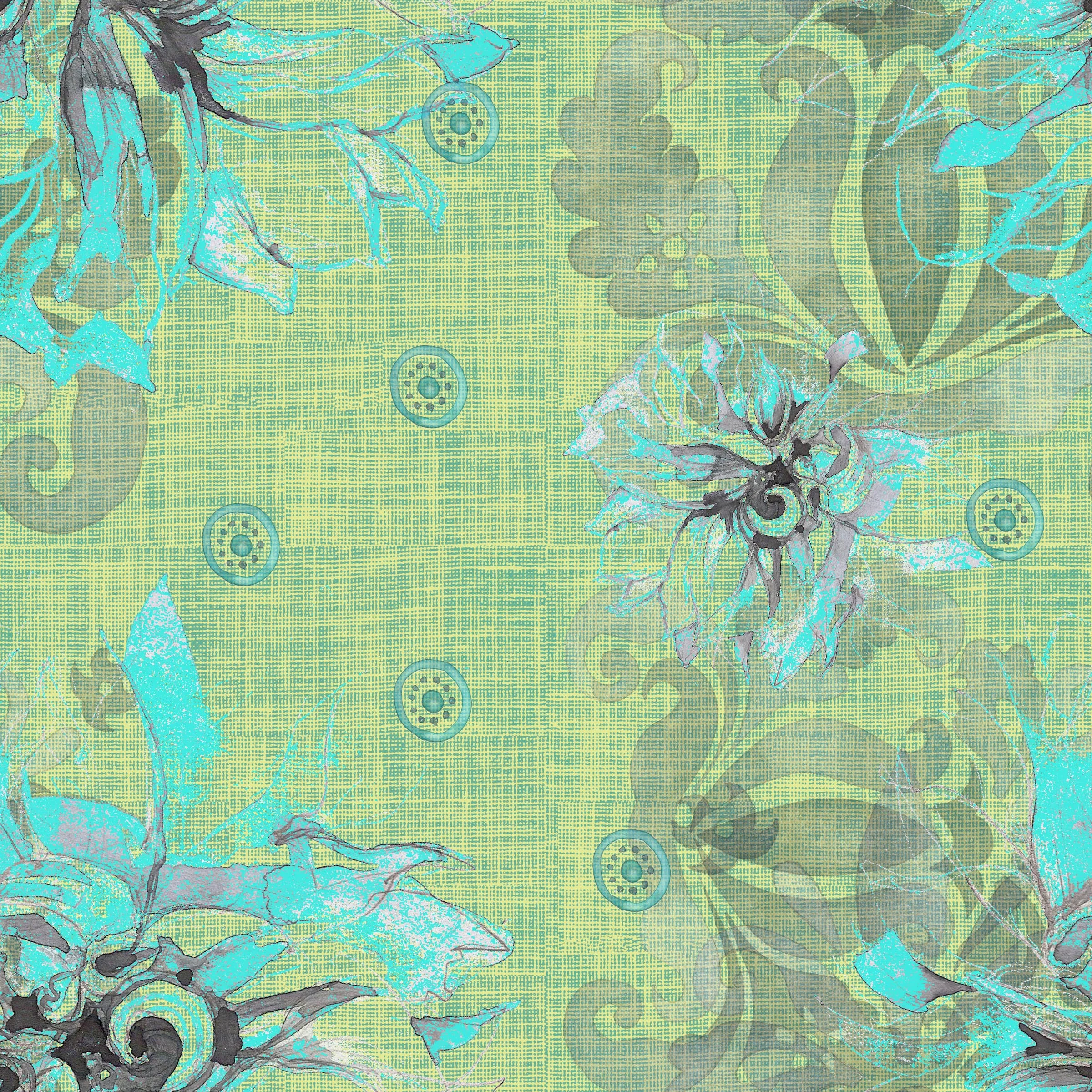 Blue Dahlia. Digital fabric design