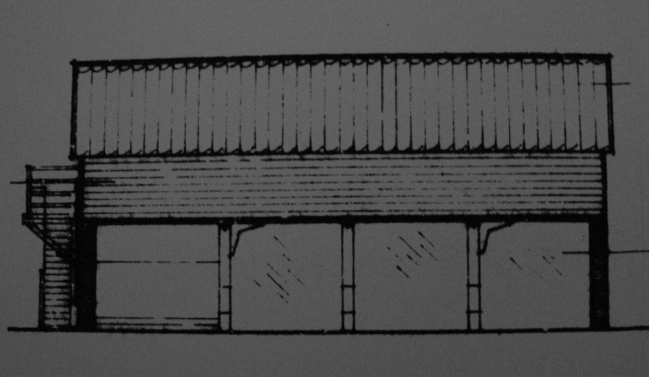 Fig.47 Granary / 4-bay cart- shed (‘existing’ N elev., bldg.1, C/91/0962) 