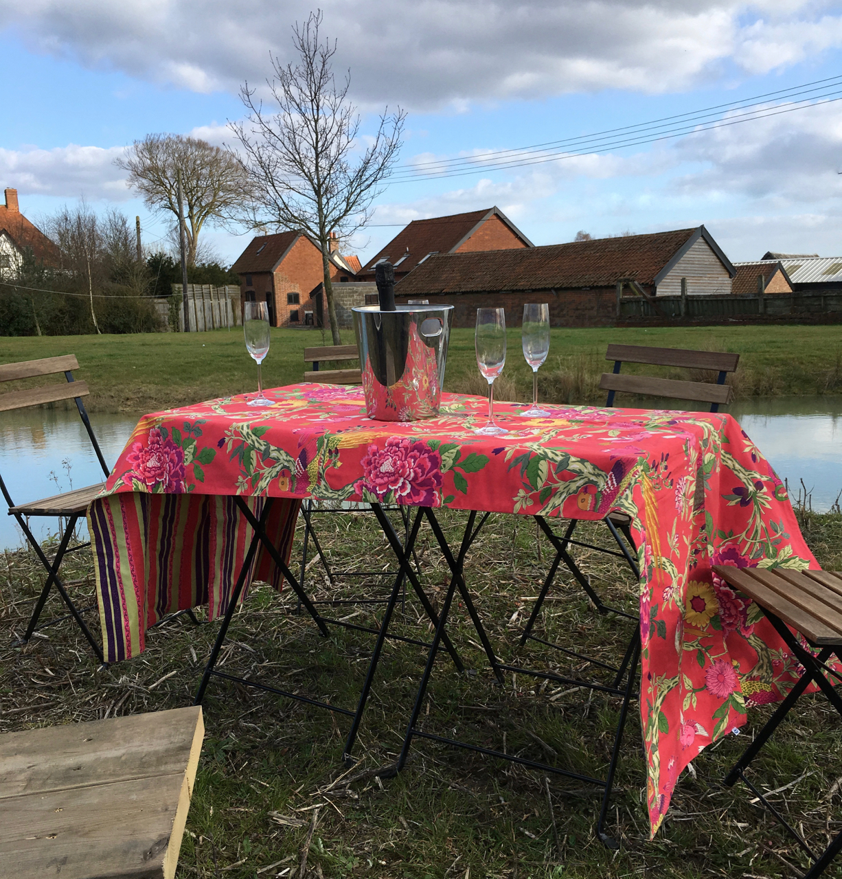  Table set on island for your moated BBQ 