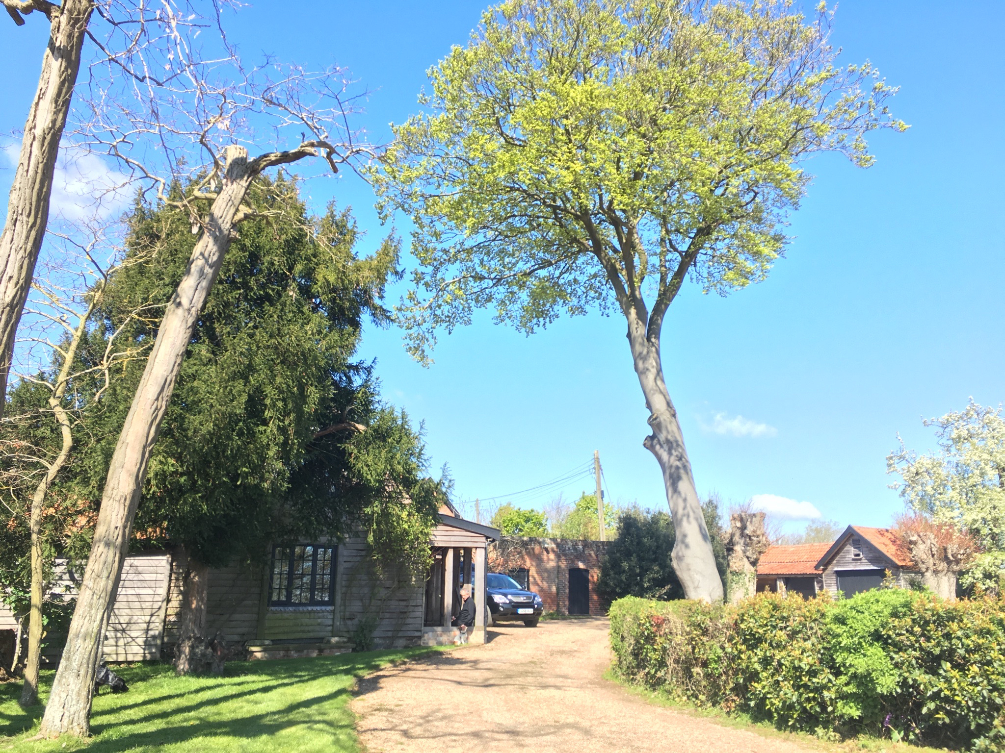  View of Swan Cottage with car parked outside 