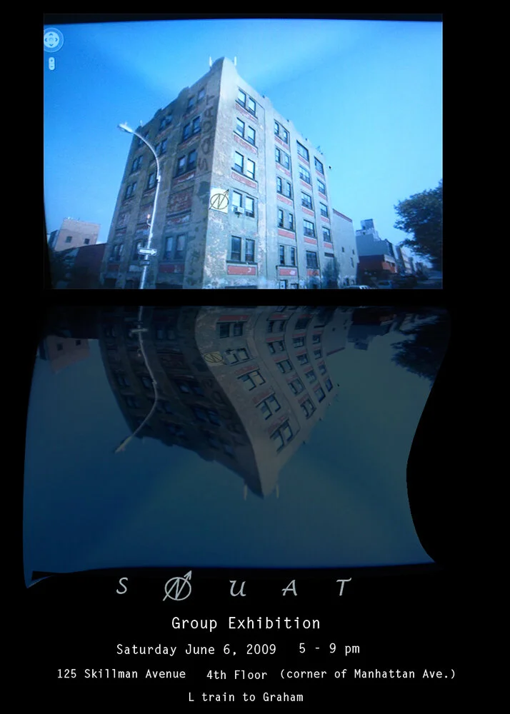 Art exhibit in an empty loft apartment. We installed temporary site specific works. The exhibit ended when the landlord padlocked the apartment. Some works where trapped inside.