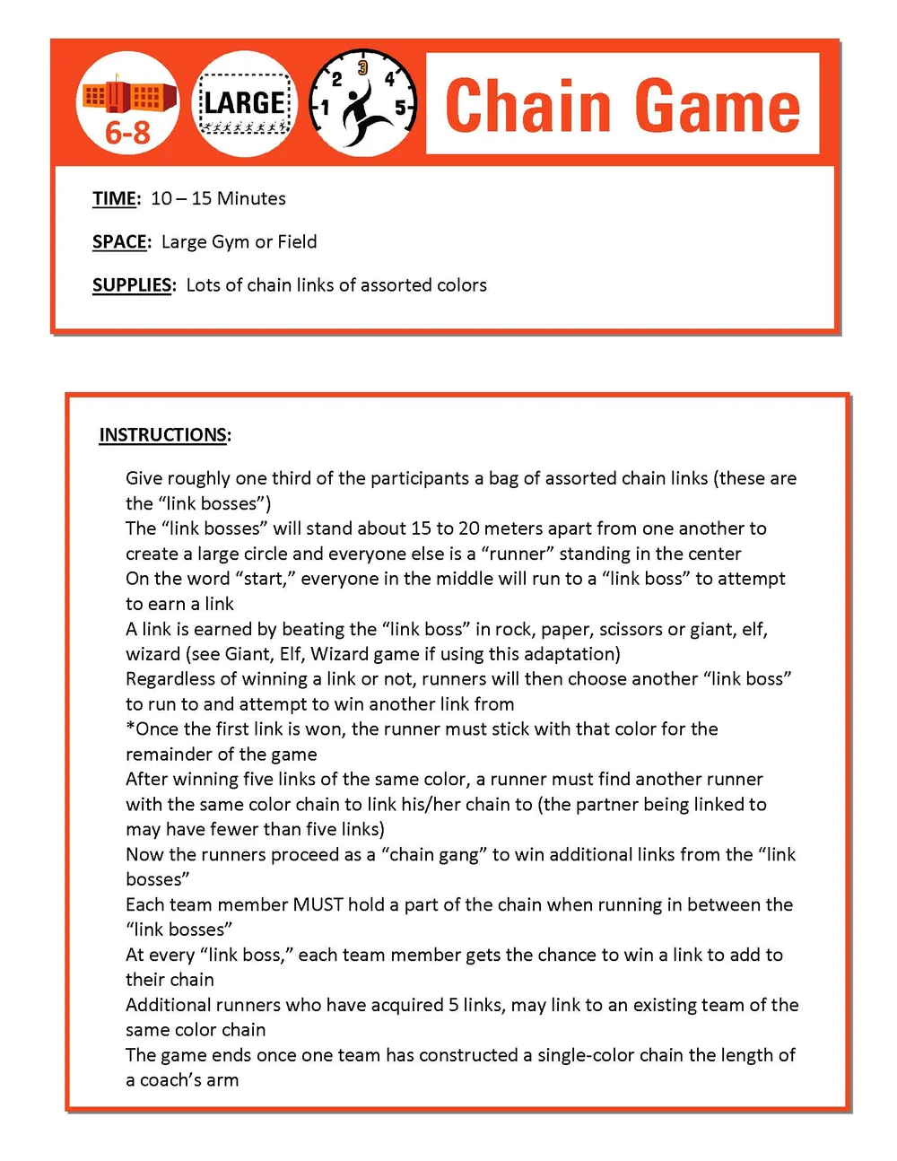 6 - 8 Classroom Activities — CHICAGO RUN