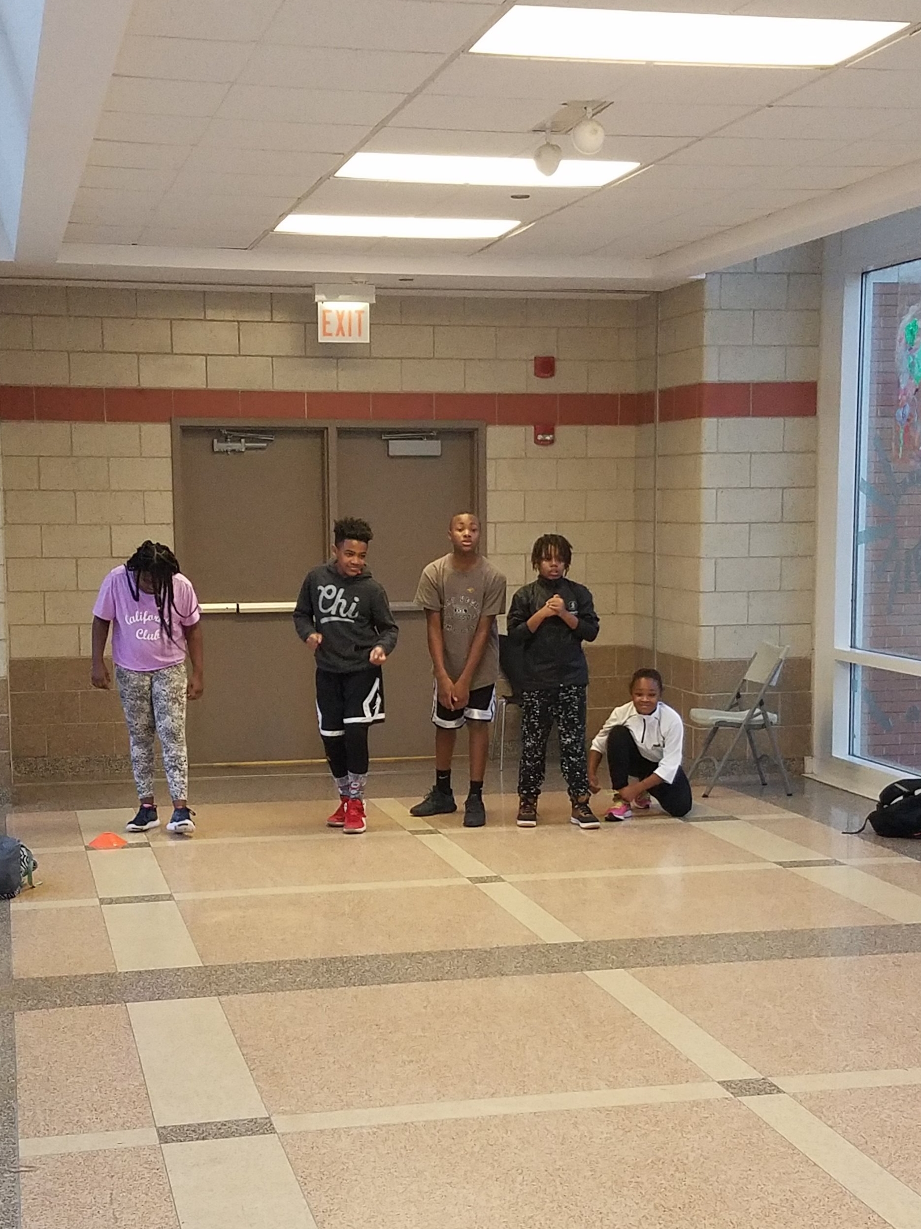 Students at NTA getting ready to run the PACER.