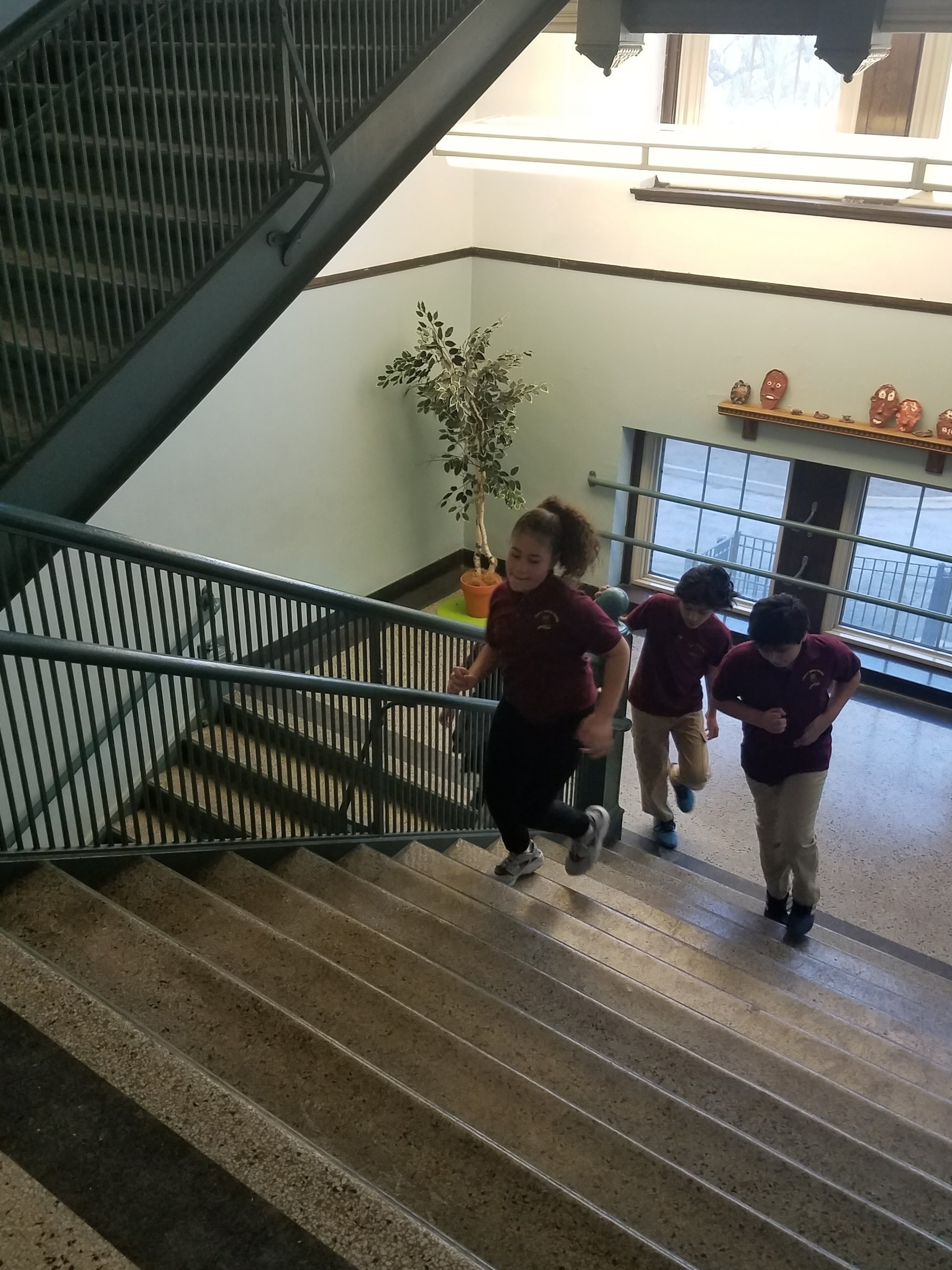 Students at Murphy running stairs during practice.