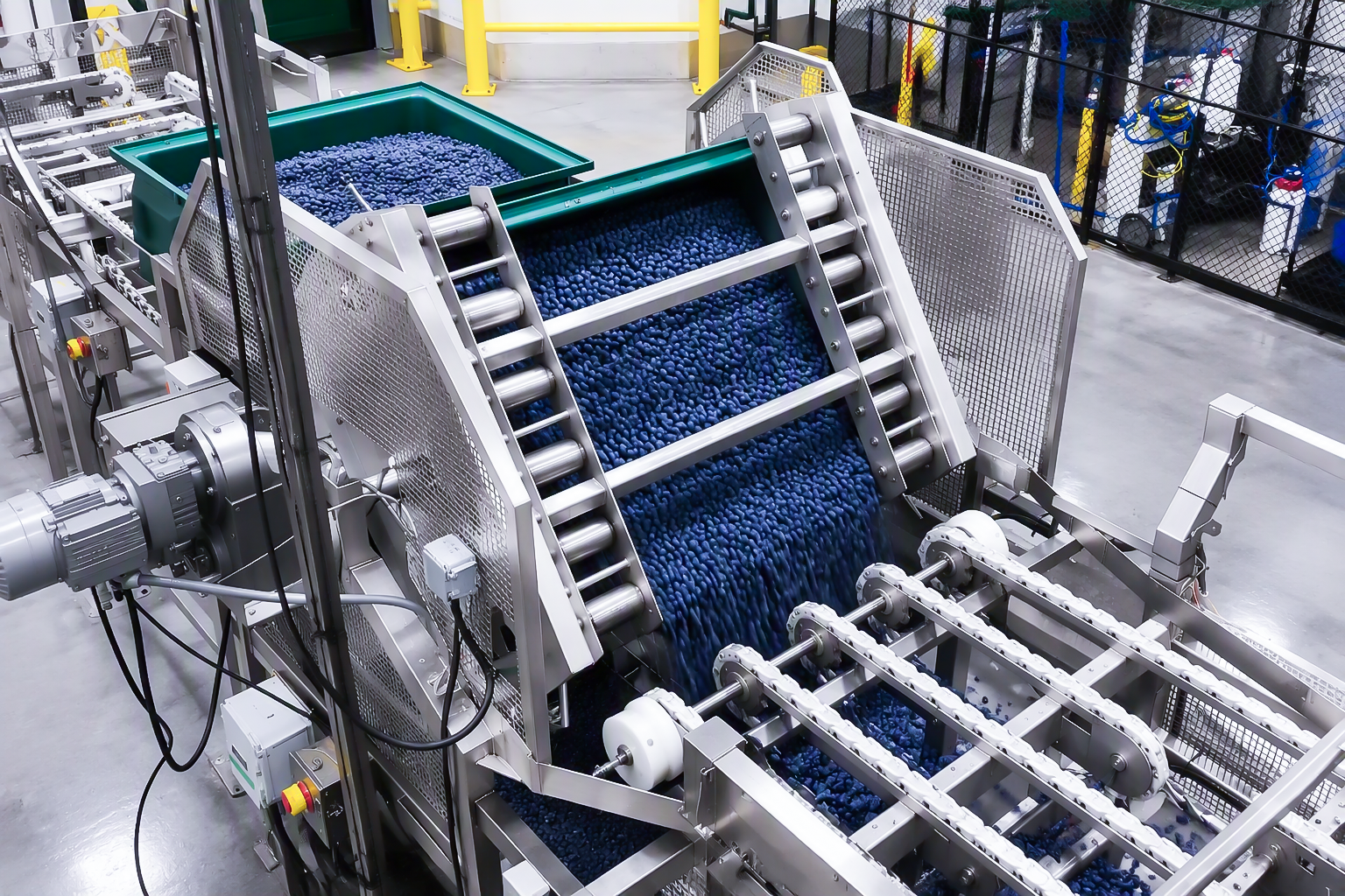A piece of food processing equipment that is part of FPS Food Process Solution's end-to-end  blueberry processing line.