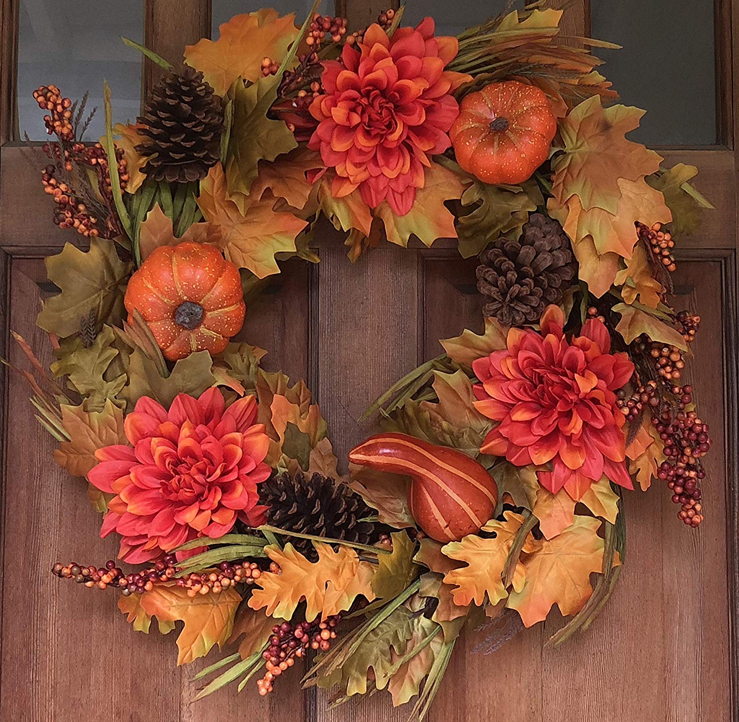 Montgomery Hollow Silk Fall Door Wreath 26 inch - Large Autumn Door Wreath for Outdoor Display, White Storage Gift Box Included