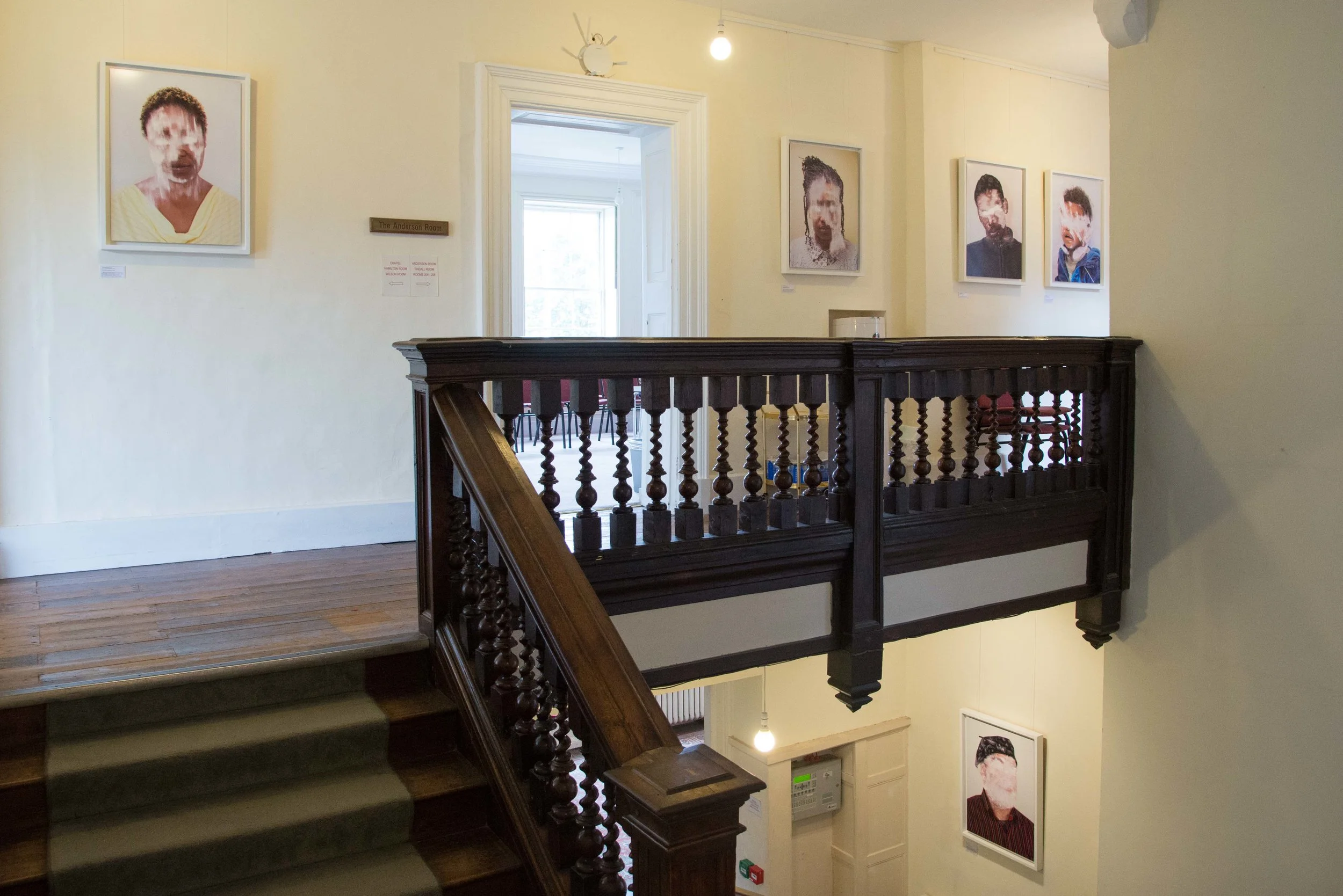 5 of 9 original Lingering Ghosts portraits exhibited at Sarum College, Salisbury 19th August- 25th September 2017