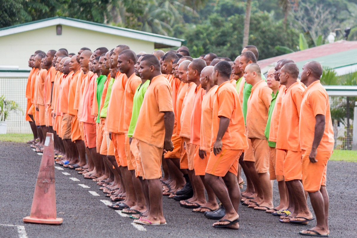 The mission field on morning parade at Nasinu Prison. One of the fifteen prisons in Fiji.