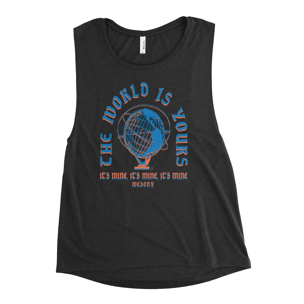 WOMENS The World is Yours Muscle Tank - Black