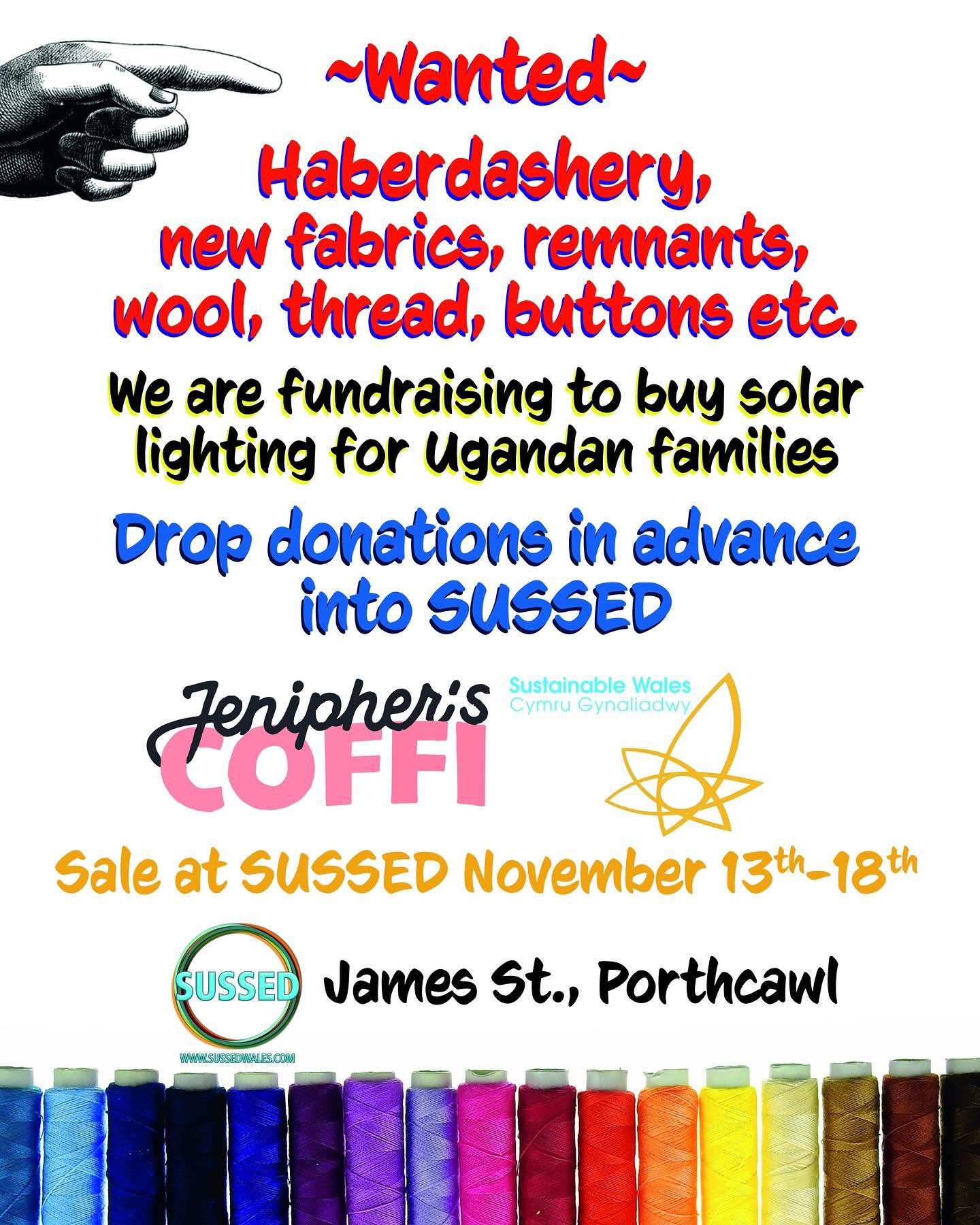 Bring your donations to SUSSED sale starts November 13th.
