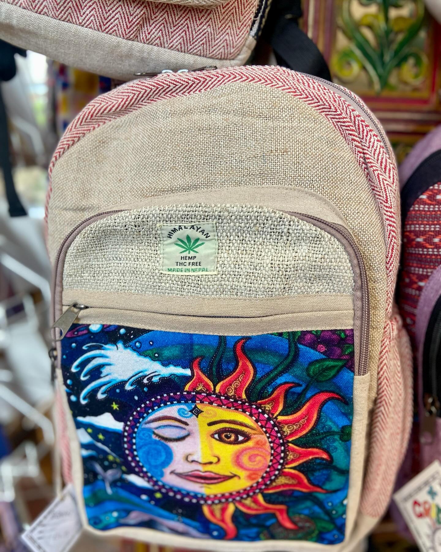 Backpacks made in Nepal. Natural hemp and cotton #fairtrade ideal for adventures!
