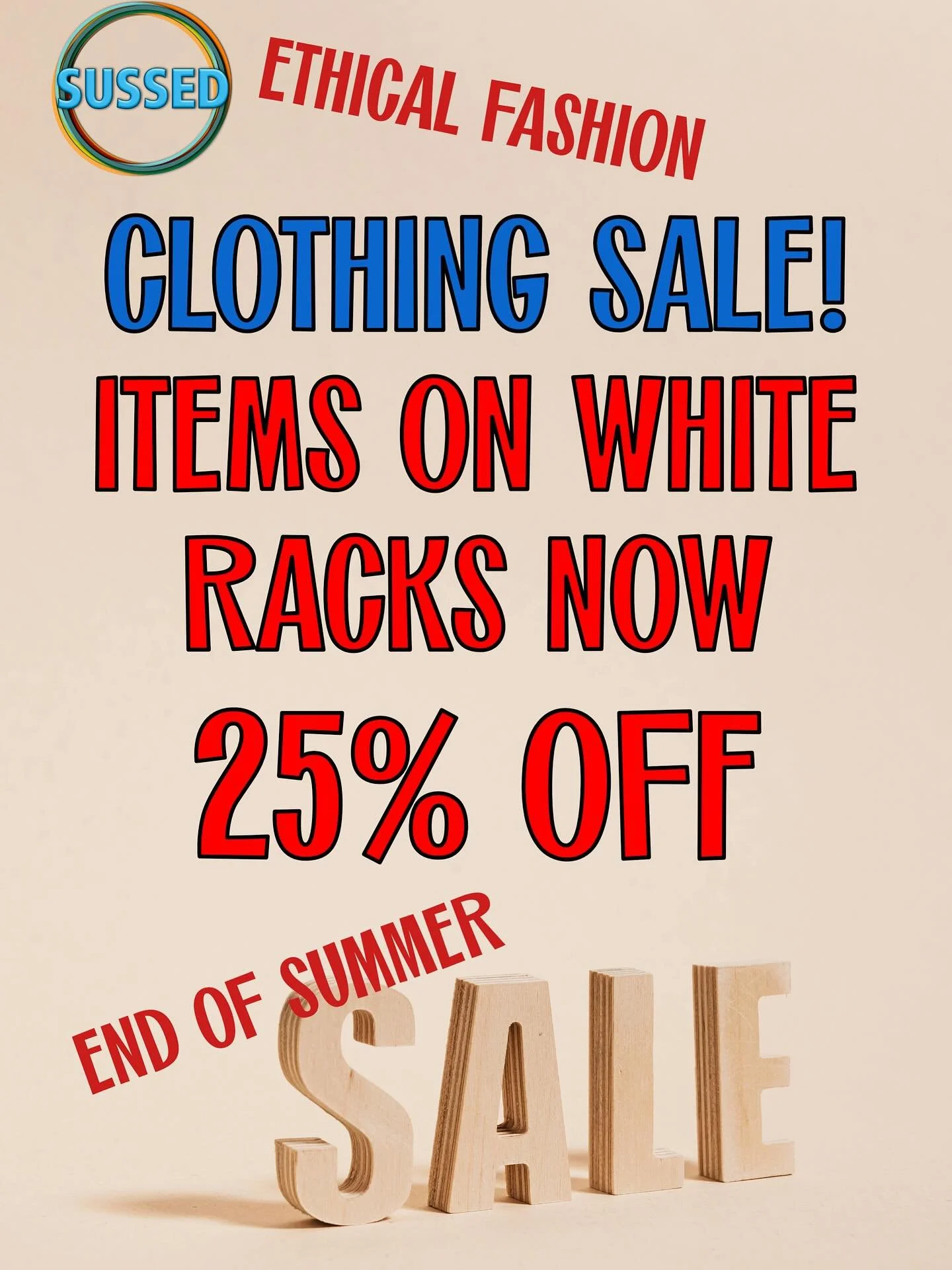 Don’t miss a bargain - items on the white racks now 25% off marked price #ethicalfashion