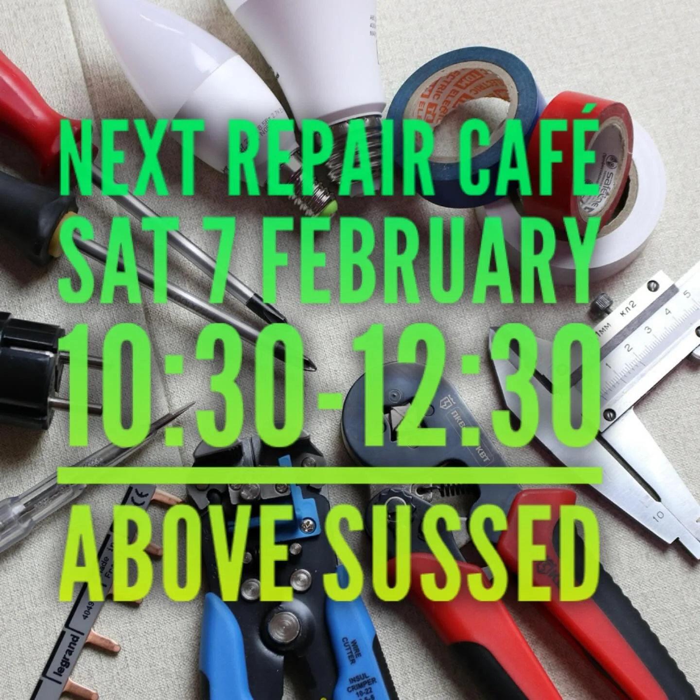 Repair Caf&eacute; this Saturday above SUSSED CF36 3BG