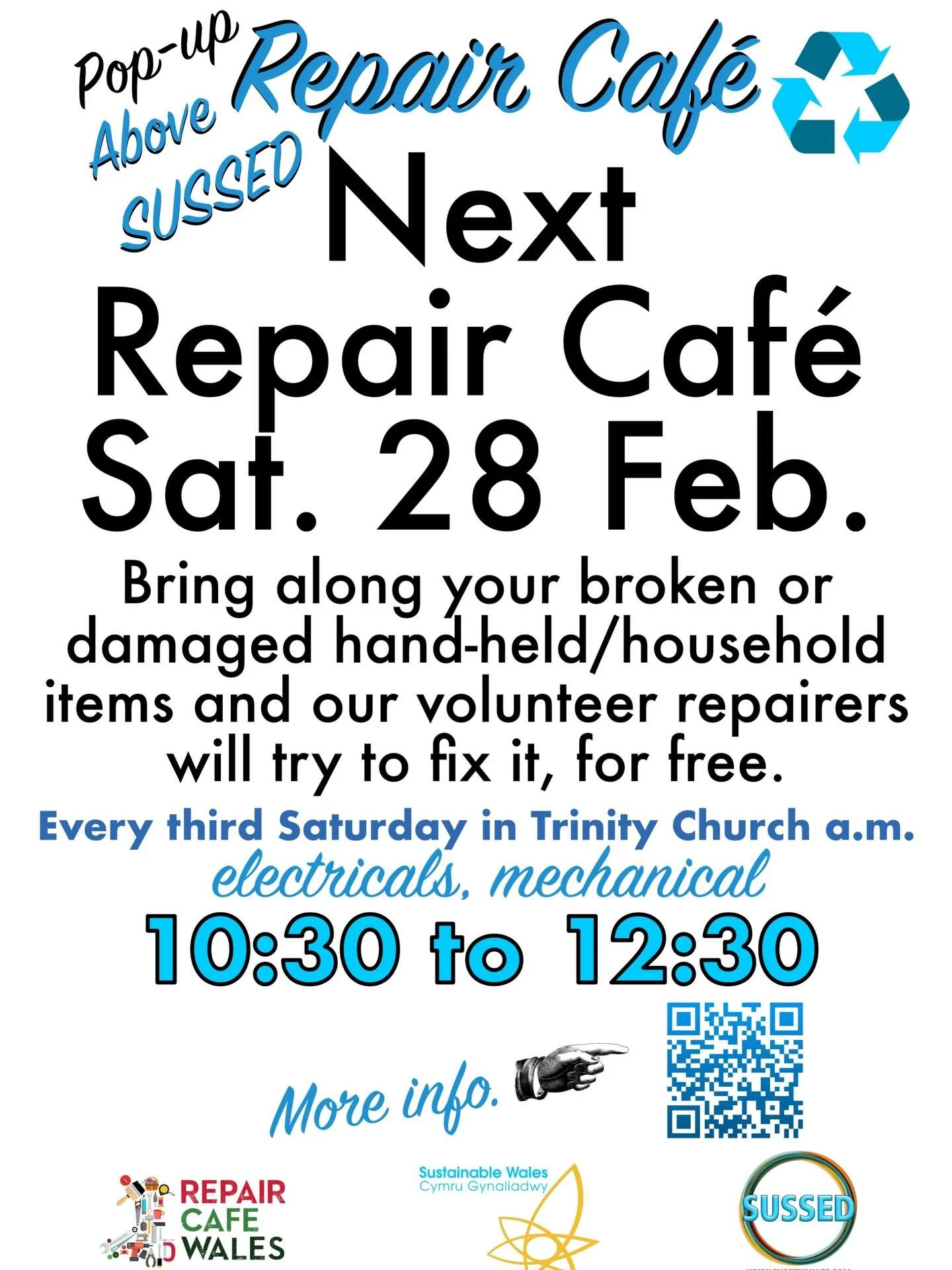 Next repair caf&eacute; this Saturday. 10:30 to 12:30