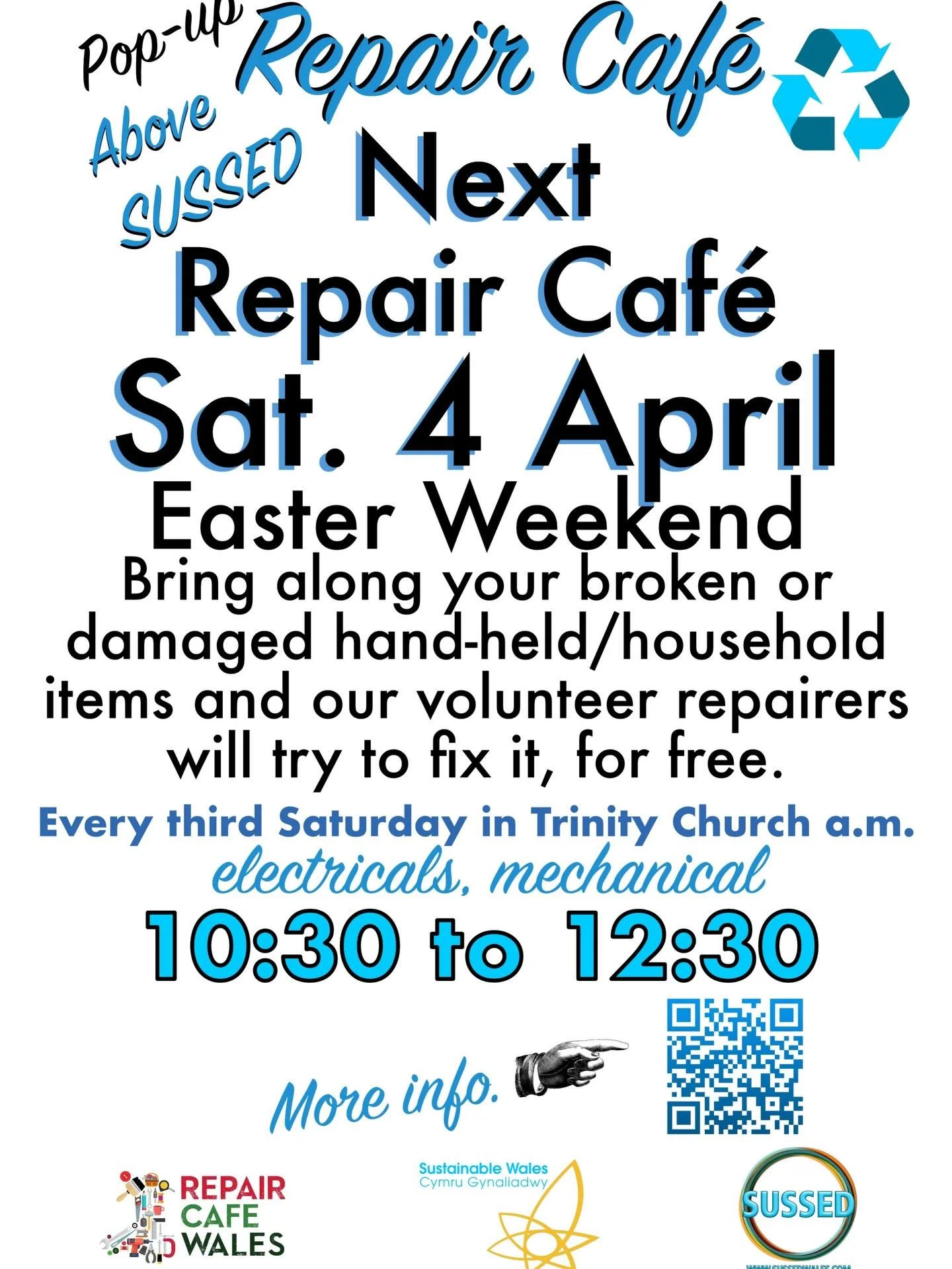 The next repair caf&eacute; will be above SUSSED in Porthcawl on the 4 April.